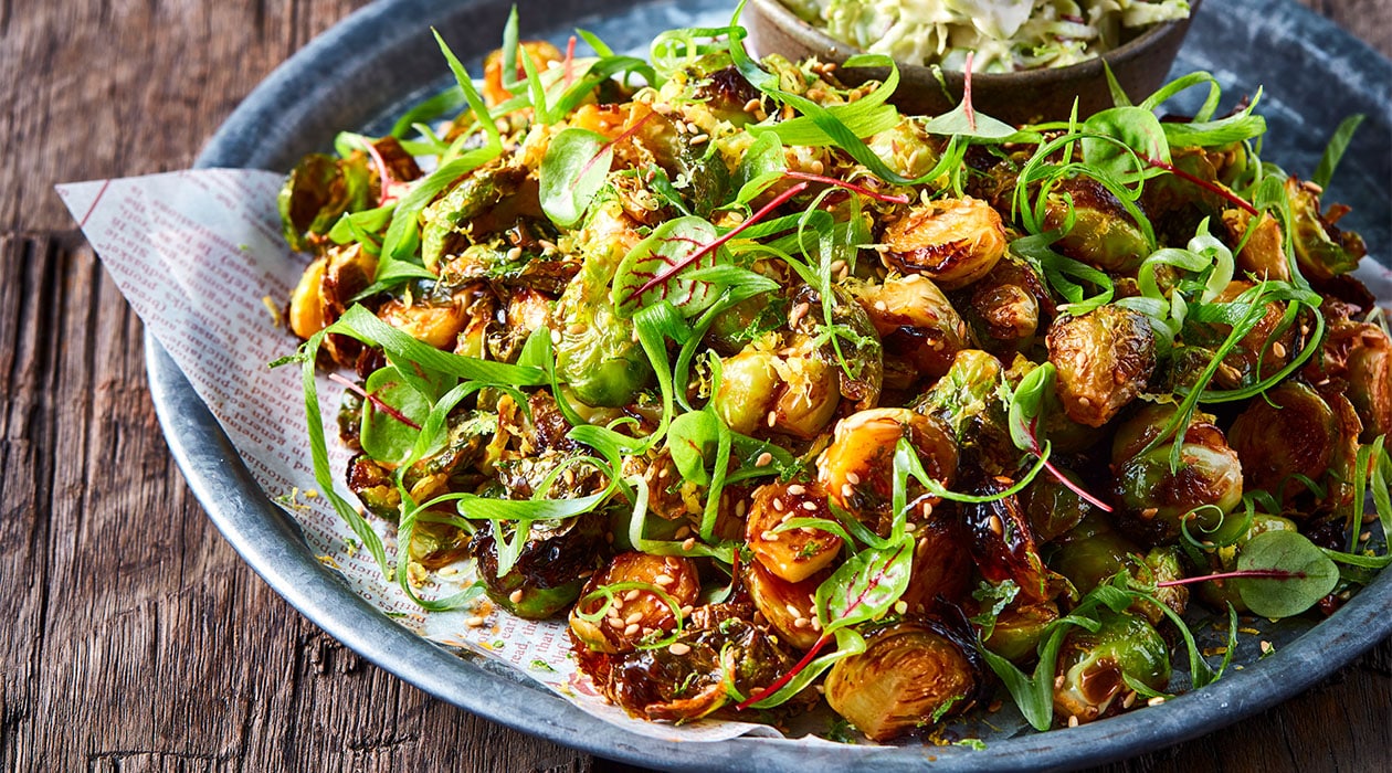 Charred Brussels Sprouts with Smoky Gochujang Glaze – - Recipe