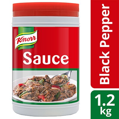 Knorr Black Pepper Sauce 1.2kg - Preparing black sauce for steak or stir fry dishes has never been this instant. With Knorr Black Pepper Sauce, get both a rich flavour and kitchen efficiency.