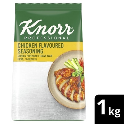 Knorr Chicken Flavoured Seasoning 1kg - An ideal seasoning for variety of dishes – whether it's soup, stir fry or others - a delectable umami taste, the Knorr Chicken Flavoured Seasoning helps you save time and labour cost in the kitchen.