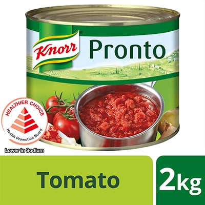 Knorr Pronto Tomato 2kg - Knorr Pronto Tomato is a healthier choice ready sauce made from real Italian tomatoes, delivering great taste consistently and quickly from a tomato sauce can.