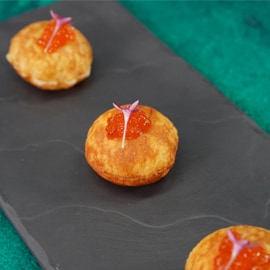 Potato Souffle with Whipped Cheddar Cheese Sauce and Truffle