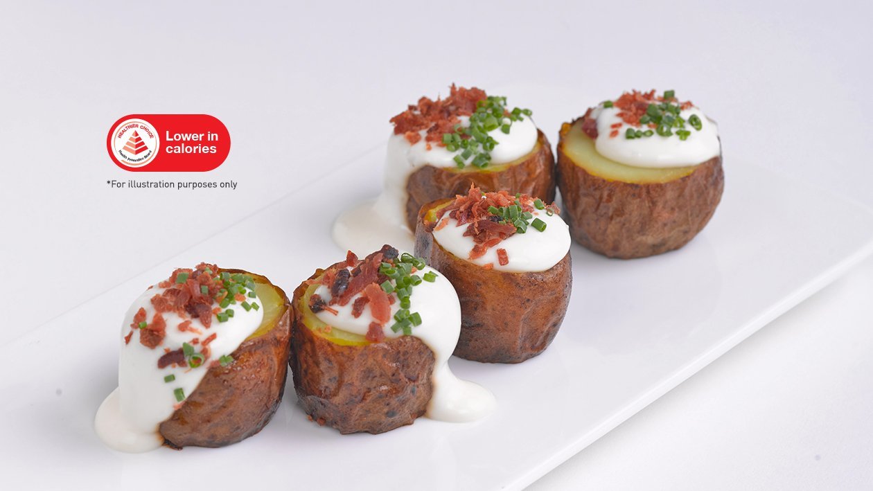 Baked Potatoes with Citrus Cream & Bacon Bits – - Recipe