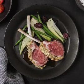 Mustard and Herb Crusted Rack of Lamb with Roasted Vegetables