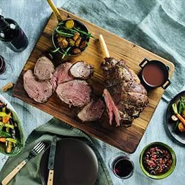 Roast Lamb with Vegetables and Rosemery Jus