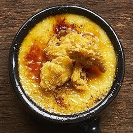 Breakfast Milk Crème Brulee with Salted Egg Flakes
