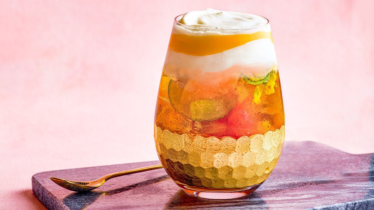 Peach Tea with Cheesy Milk Cap – - Recipe