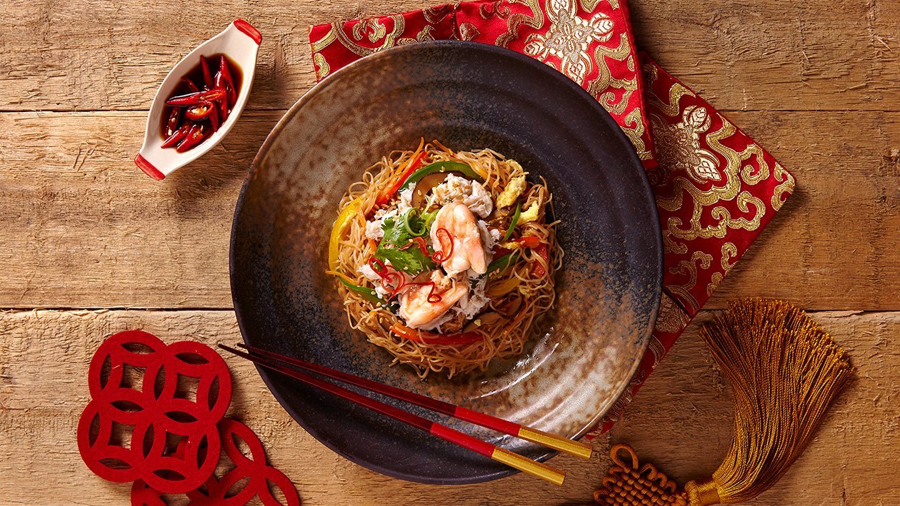 Stir Fried Mee Sua with Crab Meat and Prawn – - Recipe