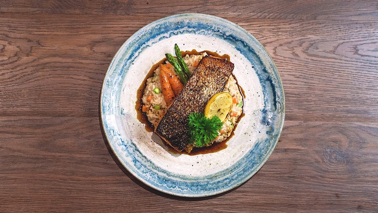 Yuzu Glazed Salmon with Brown Rice Risotto – - Recipe Yuzu Glazed Salmon with Brown Rice Risotto – - Recipe