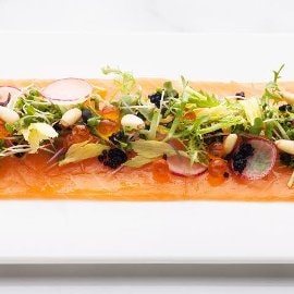 Smoked Salmon Carpaccio with Yuzu Mustard Glaze