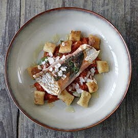 Seabass Saltimbocca with Potato Gnocchi