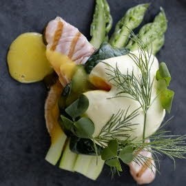 Eggs Benedict with Grilled Salmon