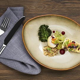 Lobster Coated with Salted Egg Jelly, Trout Roe, Pickled Apple and Celery and Puffed Quinoa