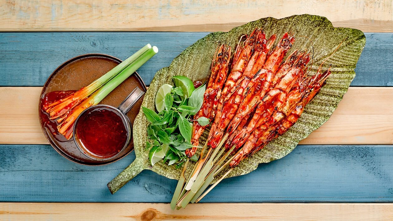 Grilled King Prawn with Tamarind Broad Bean Sauce – - Recipe