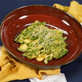 Fusilli with Gorgonzola Cheese Sauce and Grated Walnuts