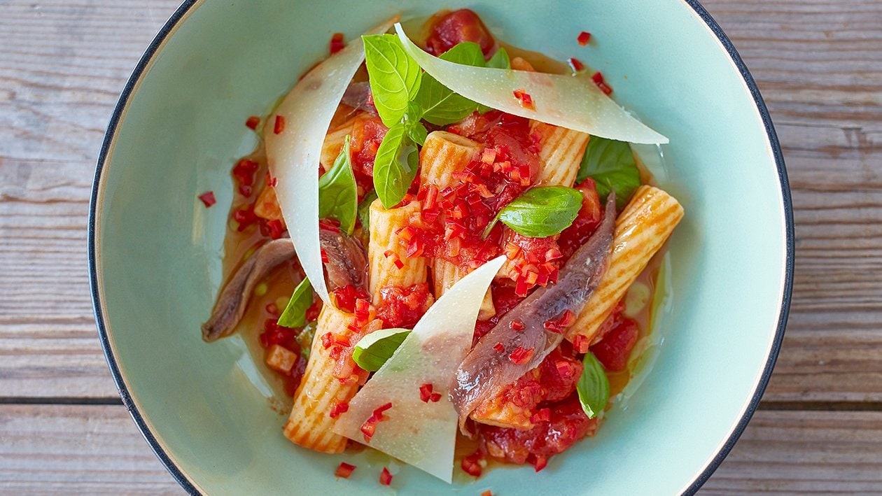 Pasta Arrabiata with Anchovies and Pecorino – - Recipe
