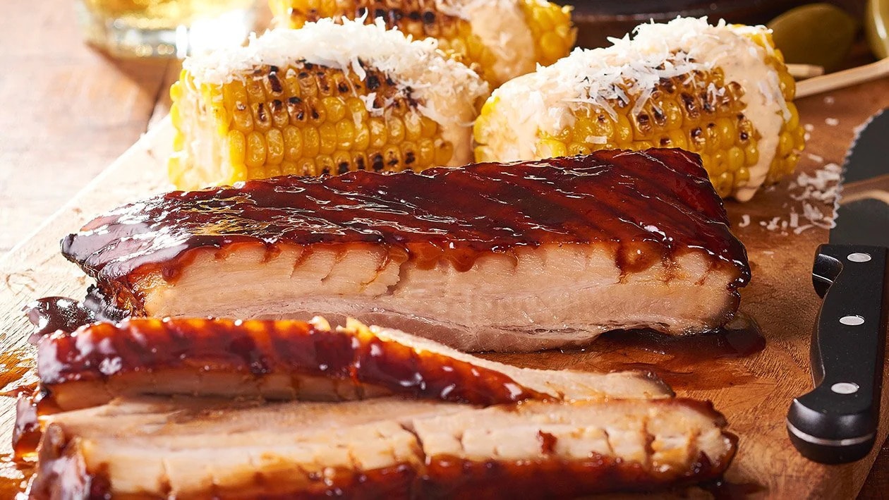 Pork Steak with Balsamic Maple Glaze and BBQ Corn – - Recipe