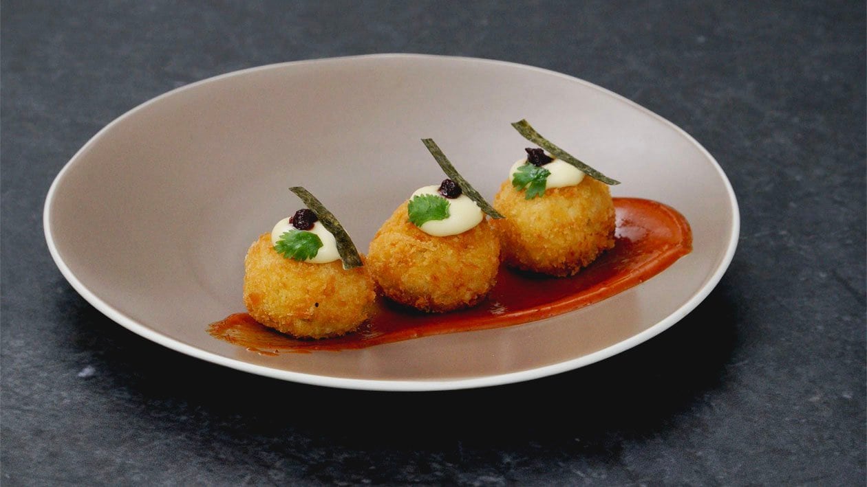 Beef Chorizo and Manchego Croquettes with Gochujang-Tom Yam Mayo – - Recipe