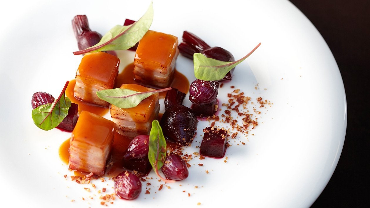 Pan Fried Pork Belly with Beetroot and Honey Raspberry Sauce – - Recipe