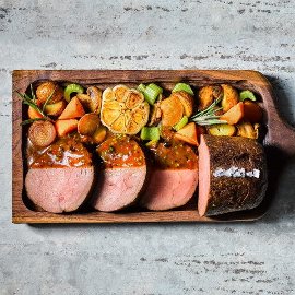 Roasted Beef Sirloin with Black Bean Demi Glace