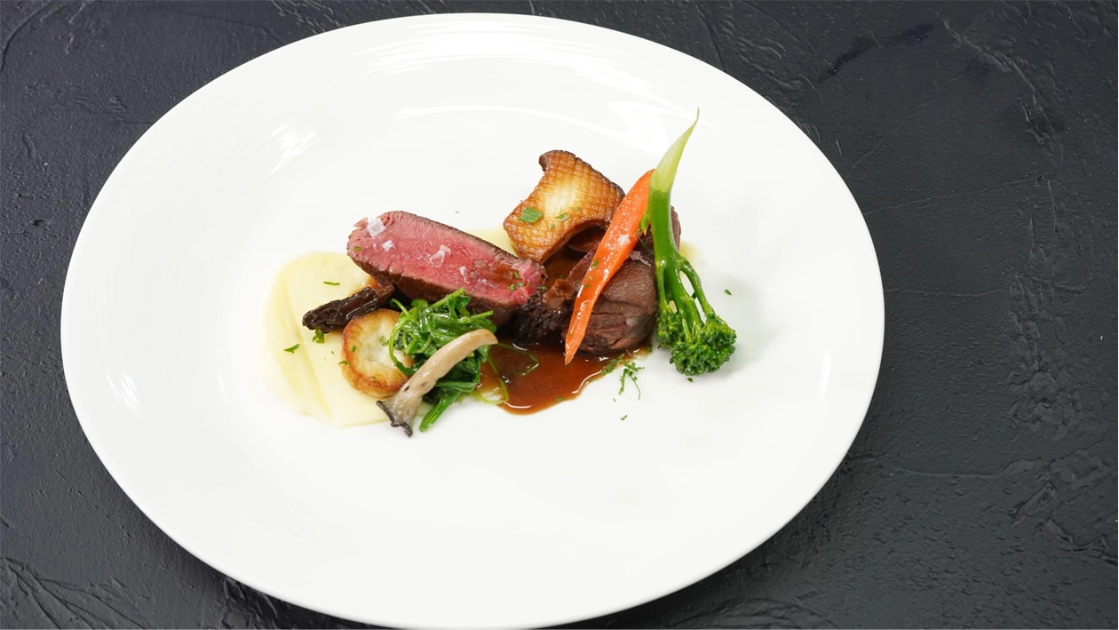Roasted Beef Tenderloin with Spring Vegetables and Sherry Jus – - Recipe