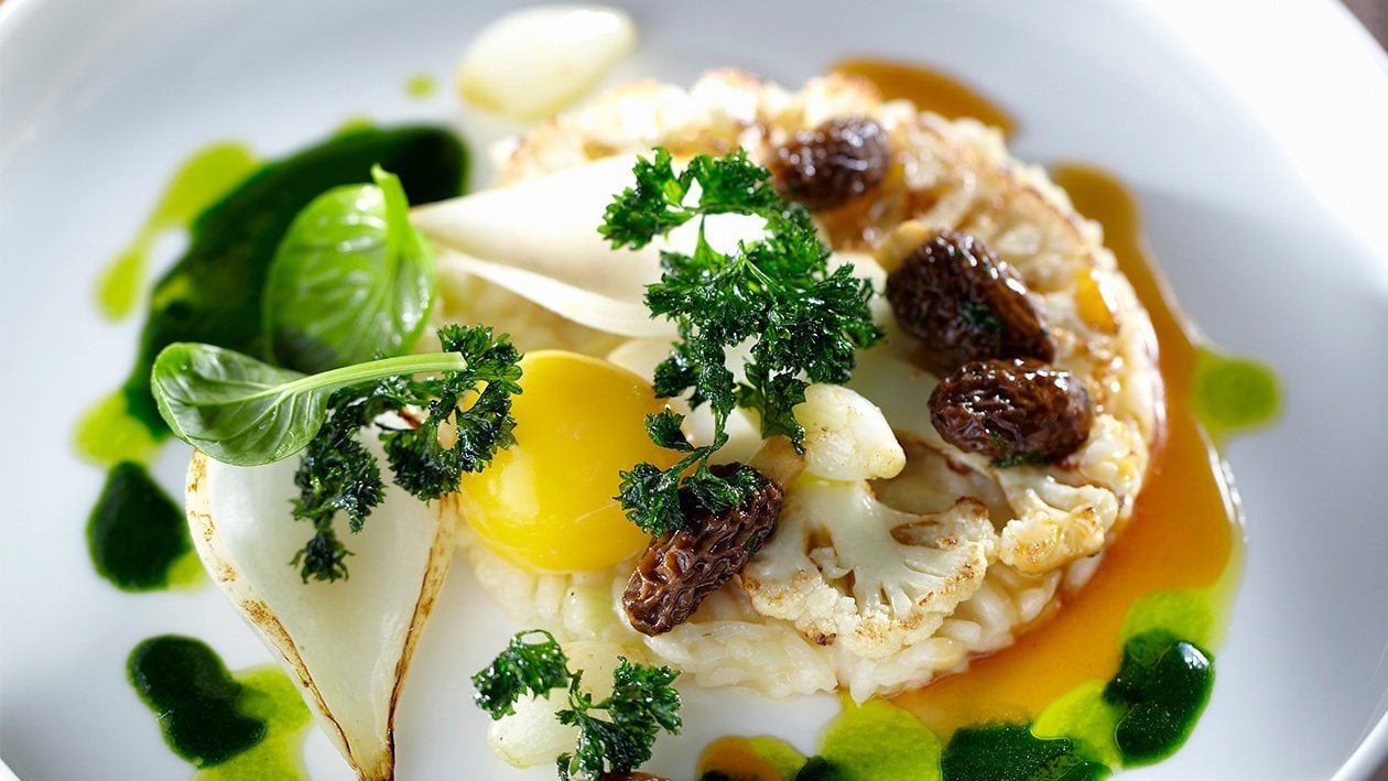 Cauliflower Risotto with Parsley and Morel Mushrooms – - Recipe Cauliflower Risotto with Parsley and Morel Mushrooms – - Recipe