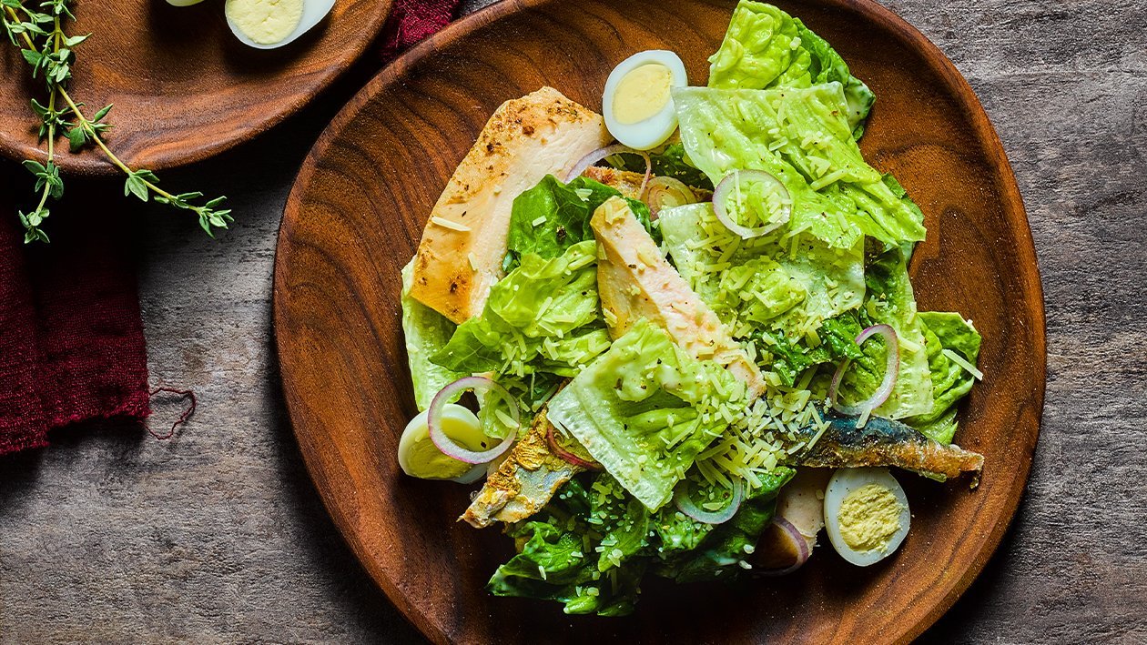 Caesar Salad with Sardines & Chicken – - Recipe