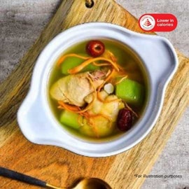 Double-boiled Chicken Soup with Cordyceps Flower and Hairy Gourd