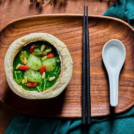 Seafood Spinach Soup in Coconut
