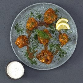 Tom Yam Cauliflower Poppers with Aioli Dip