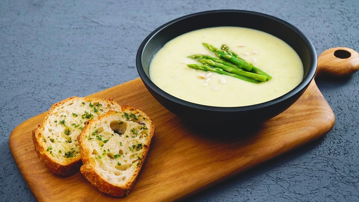 Roasted Asparagus & Onion Soup with Barley – - Recipe
