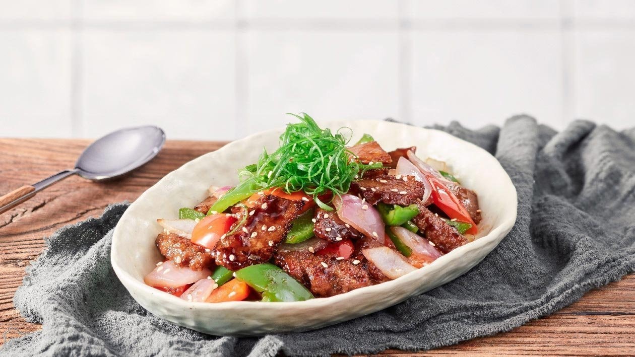 Teriyaki Stir-Fried NoBeef with Peppers – - Recipe