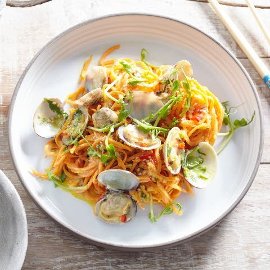 Sweet Potato Noodles and Clams with Spiced Coconut Dressing