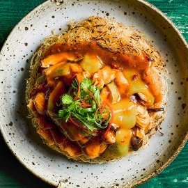 Vermicelli Pancake with Luffa, Beancurd, Bamboo Pith & Shiitake Mushroom