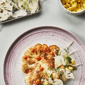 Roasted Cauliflower Steak with Smoked Chili Vinaigrette