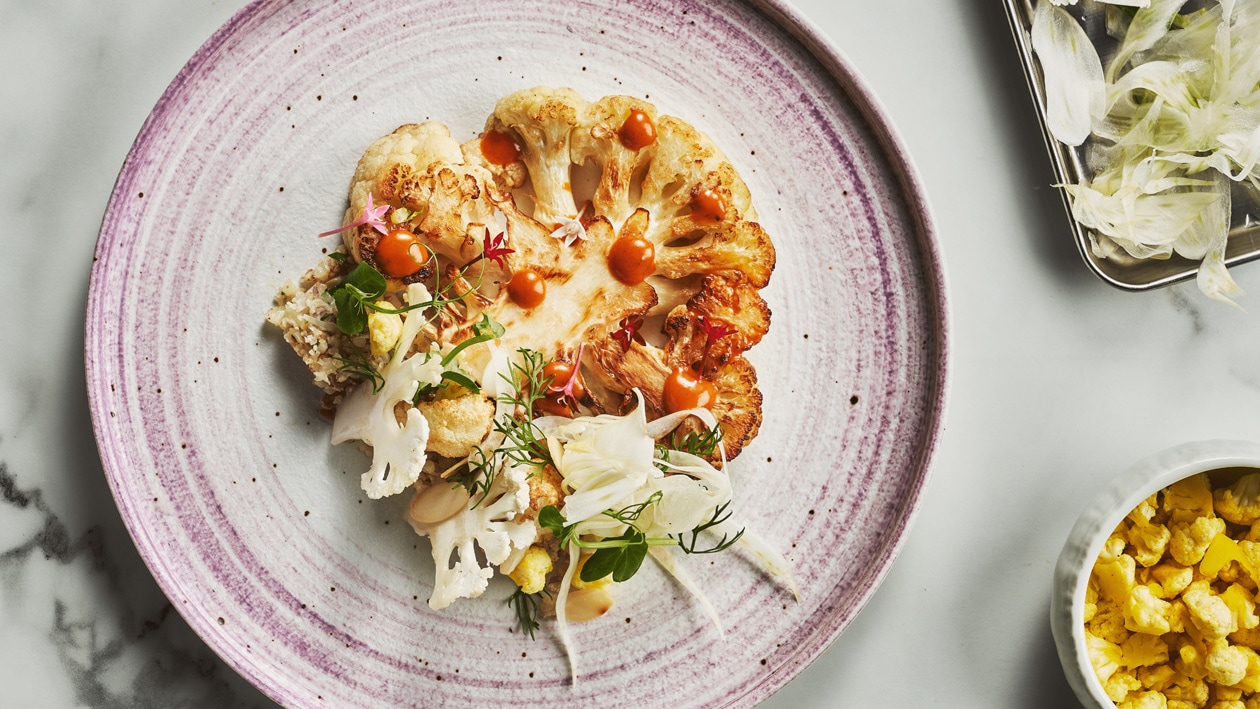 Roasted Cauliflower Steak with Smoked Chili Vinaigrette – - Recipe