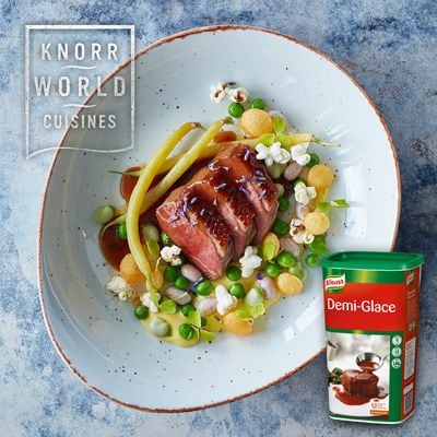 Knorr Demi Glace Brown Sauce Mix 1kg - A go-to brown sauce for Western dishes, the Knorr Demi Glace Brown Sauce is great not only as a sauce for steaks but also for other Western and Fusion dishes. Beyond making your dishes delicious, attain an authentic roasted beef aroma with this instant sauce, which makes preparing for banquets and large events a breeze.