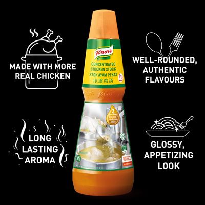 Knorr Concentrated Chicken Stock 1kg - A healthier choice, Knorr Concentrated Chicken Stock enhances the flavours in your dish and is an ideal ingredient for stir fry dishes or as a soup base.