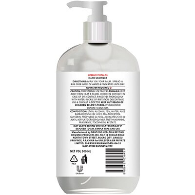 Lifebuoy Hand Sanitizer 500ml - With LifeBuoy Hand Sanitizer, germs are killed on-the-go