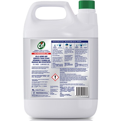 Cif Pro Floor Cleaner Disinfectant 5L - With Cif Pro Floor Cleaner Disinfect, grease and dirt disappear