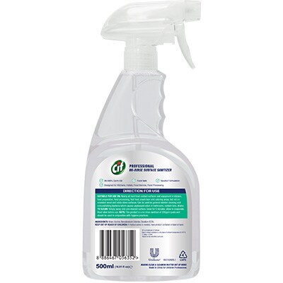 Cif Pro No-Rinse Sanitizer 500ml - With Cif Pro No-Rinse Sanitizer, 99.999% germs are killed