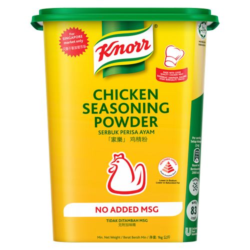 家乐鸡精粉(不添加味精)1kg - The rich chicken umami from Knorr Chicken Seasoning Powder is a great foundation for your dishes – and it doesn’t need added MSG to deliver it.