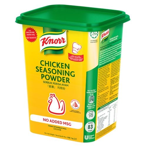 家乐鸡精粉(不添加味精)1kg - The rich chicken umami from Knorr Chicken Seasoning Powder is a great foundation for your dishes – and it doesn’t need added MSG to deliver it.