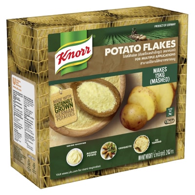 Knorr Potato Flakes - 全新的家乐马铃薯片使用以可持续性耕种的德国马铃薯制成，以风干技术将马铃薯制成片状, 为您提供多用途的马铃薯片