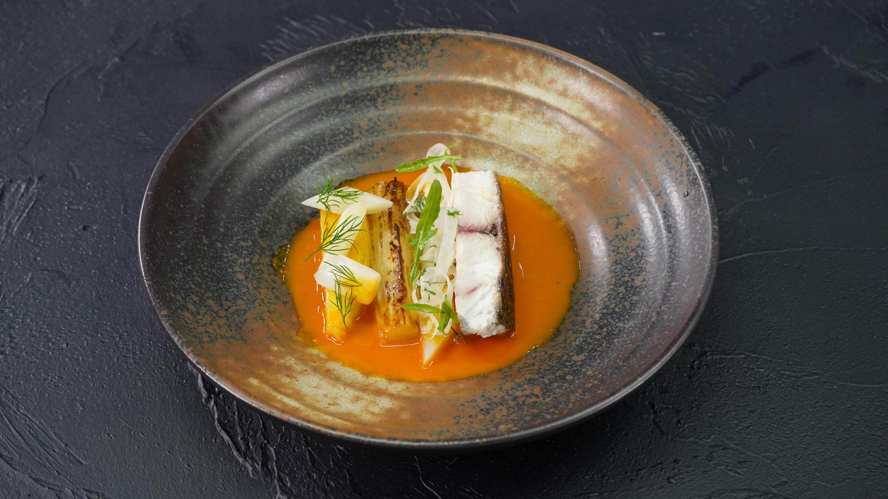 Barramundi with Saffron Tomato Broth